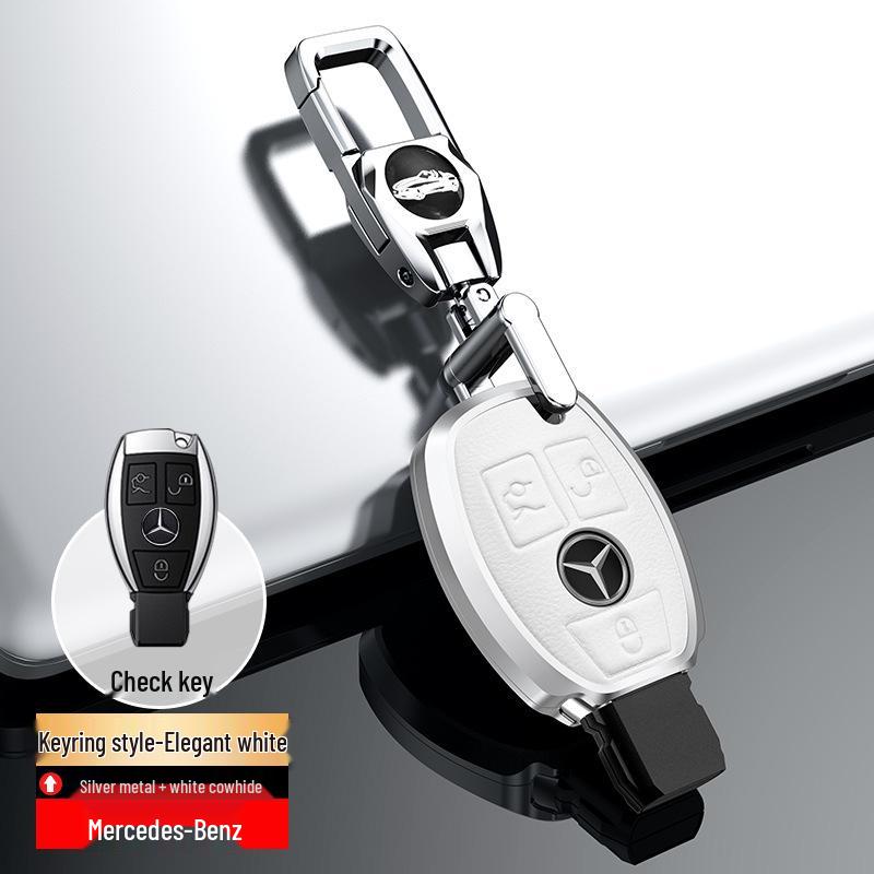 Металлический чехол для ключей из натуральной кожи для Mercedes-Benz C-Class, E-Class, GLC300L, 260L, E300L, E200