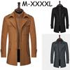 Мужское осенне-зимнее шерстяное пальто с двойным воротником, шерстяная ветровка средней длины с утолщенным воротником, мужское пальто