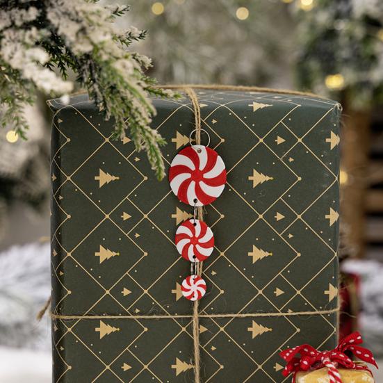 9 шт. Рождественские украшения из конфет, красные и белые круглые конфеты, подвесное украшение на Рождество