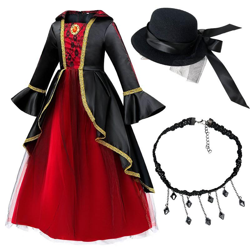Halloween Vampire Costume Girls Gothic Princess Dress Kids Stage Performance Outfit