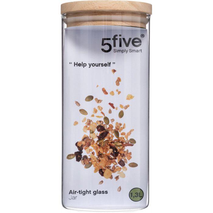 Glass and Wood Storage Jars with Airtight Lid Atmosphera - Airtight Jar 1.3 Litre