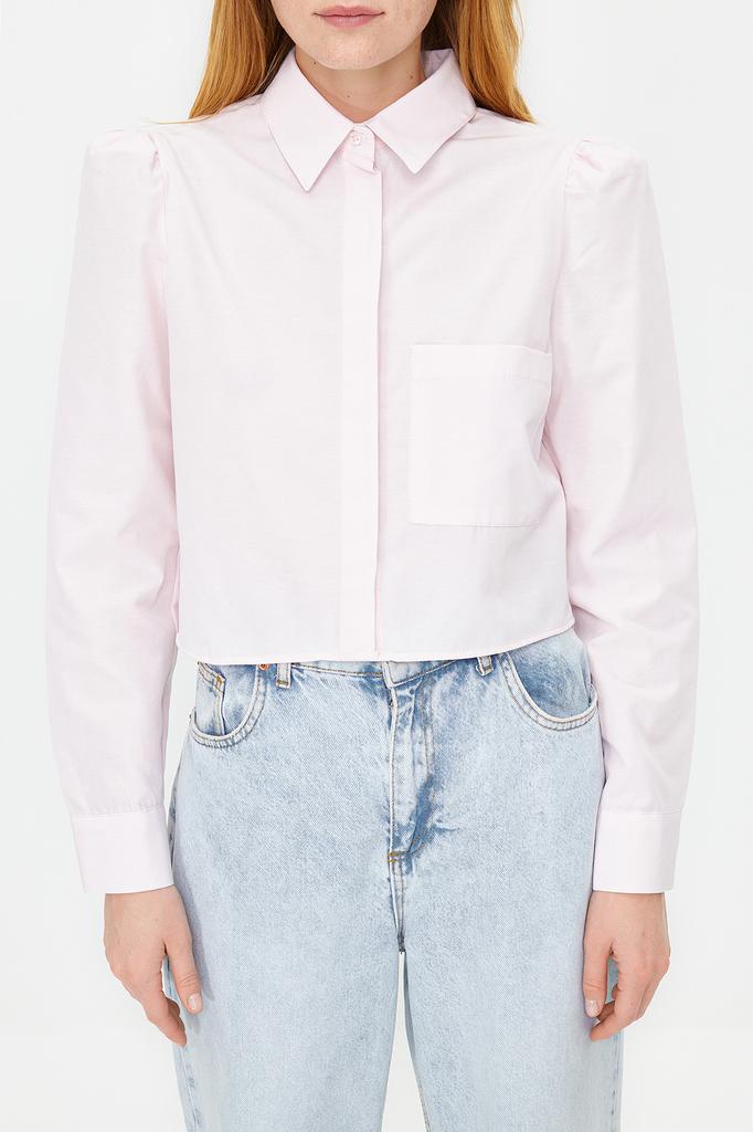 Women's Fashion New Shirt Lilac Crop Woven Shirt