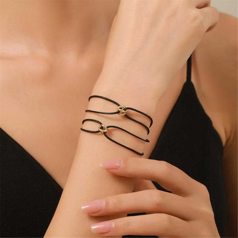 2 шт. Парные браслеты Бусины на удачу Ручная цепочка Регулируемый Ручной работы Наручная цепочка из плетеной веревки Аксессуар