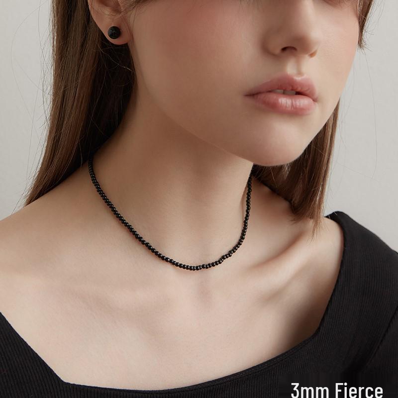 Корейское элегантное минималистичное ожерелье из черного агата для женщин