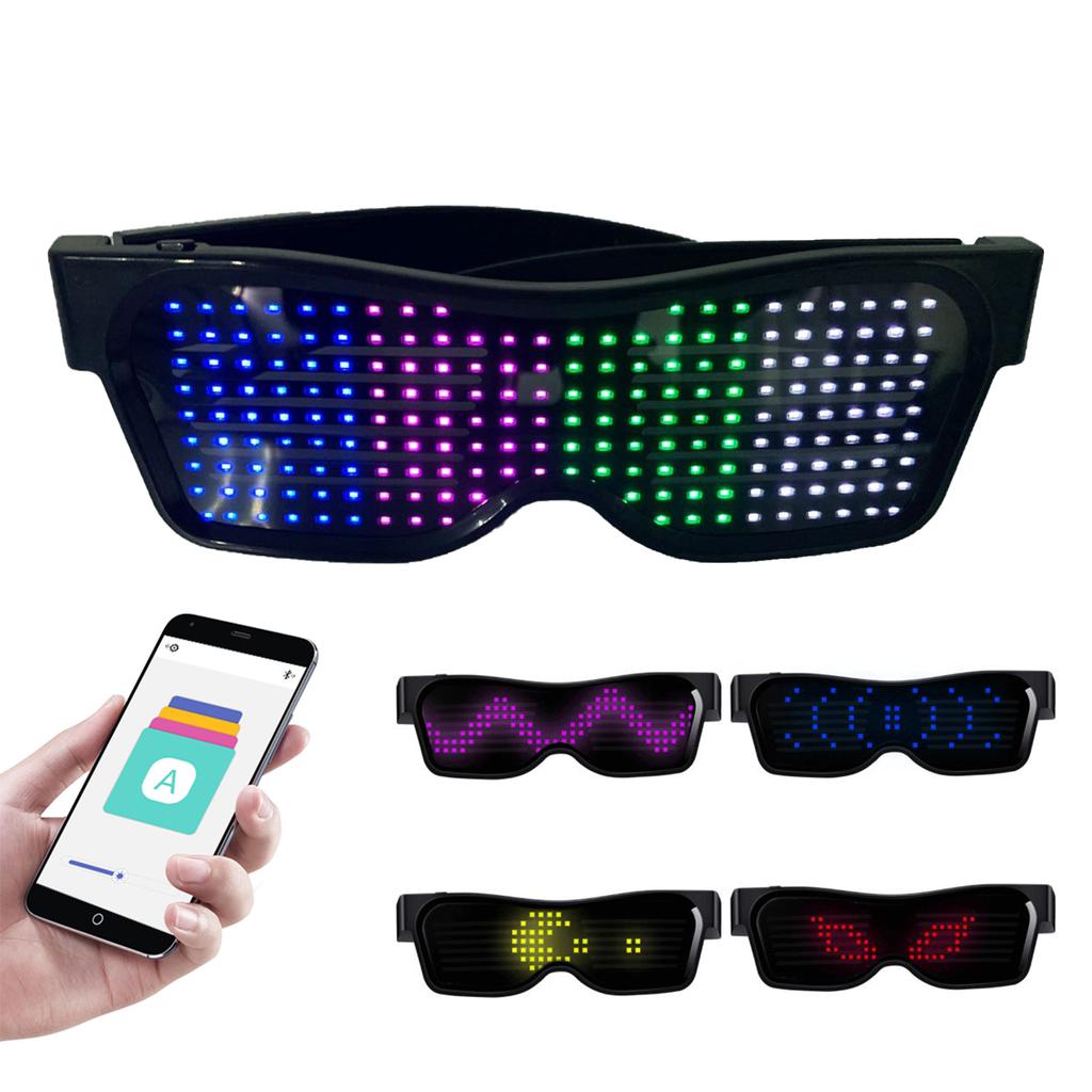 LED Glasses Customizable BT LED Glasses Colorful Light Glow Glasses DIY Messages 31 Animations 11