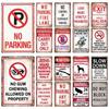 Tin Sign No Parking Slow Down Caution Warning Do Not Pass Metal Vintage Plaque Retro Metal Plate Traffic Yard Street Wall Decor