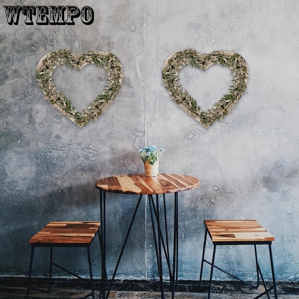 2pcs Heart-Shaped Wooden Wreath Frames for DIY Crafts - Unpainted Floral Hoops for Home Decor, Garland Making & Party Decorations