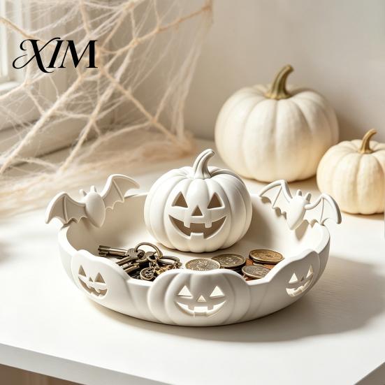 Pumpkin Tray for Halloween 3D Printed Jewelry Holder, Spooky Trinket Keys, Unique Holiday Gift Friends Rings, Earrings, Decorative Storage Organizer