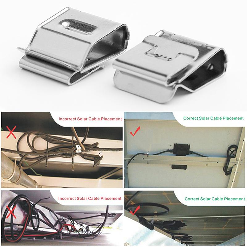 30/50/100 шт. зажимы для проводов солнечных панелей, зажимы для проводов из нержавеющей стали для рамы прицепа, зажимы для фотоэлектрических кабелей для проводки фотоэлектрических систем, принадлежности для лодочных кабелей