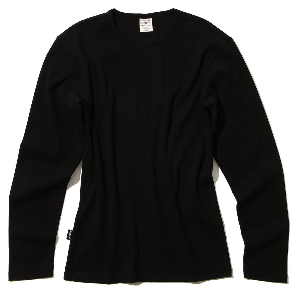 Long T Daily Crew Neck Rib TEE DAILY RIB CREWNECK TEE 6153481 [Avirex] (Antibacterial) (Odor Resistant) Men's