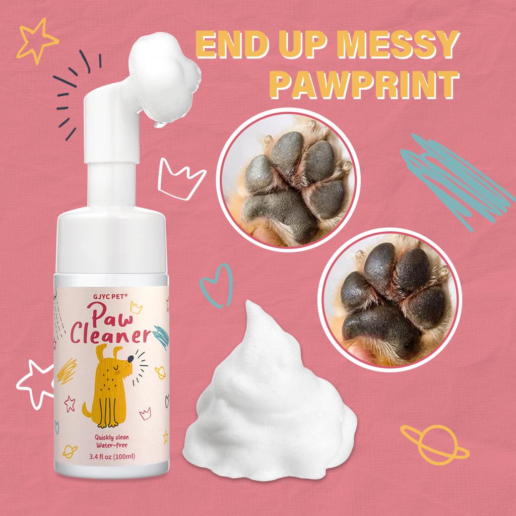 Pet Paw Cleaner Foam - No-Rinse Waterless Gentle Lick-Safe, Plant Extracts Soothing Moisturizing with Soft Brush for Cats Dogs