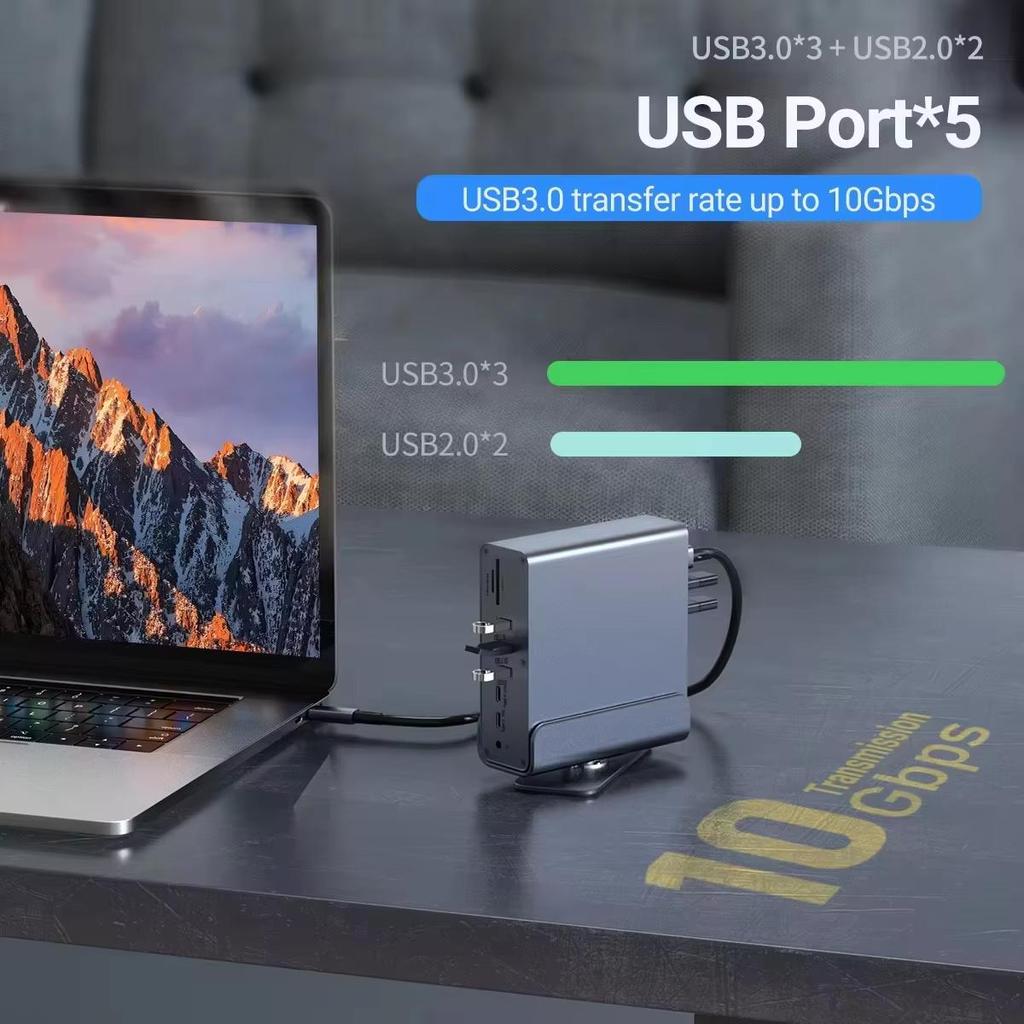 KEBIDU 15-in-1 USB-C Docking Station,Triple 4K Display,100W PD Charging,Gigabit Ethernet,360° Rotatable Detachable Stand USB HUB for Laptop MacBook