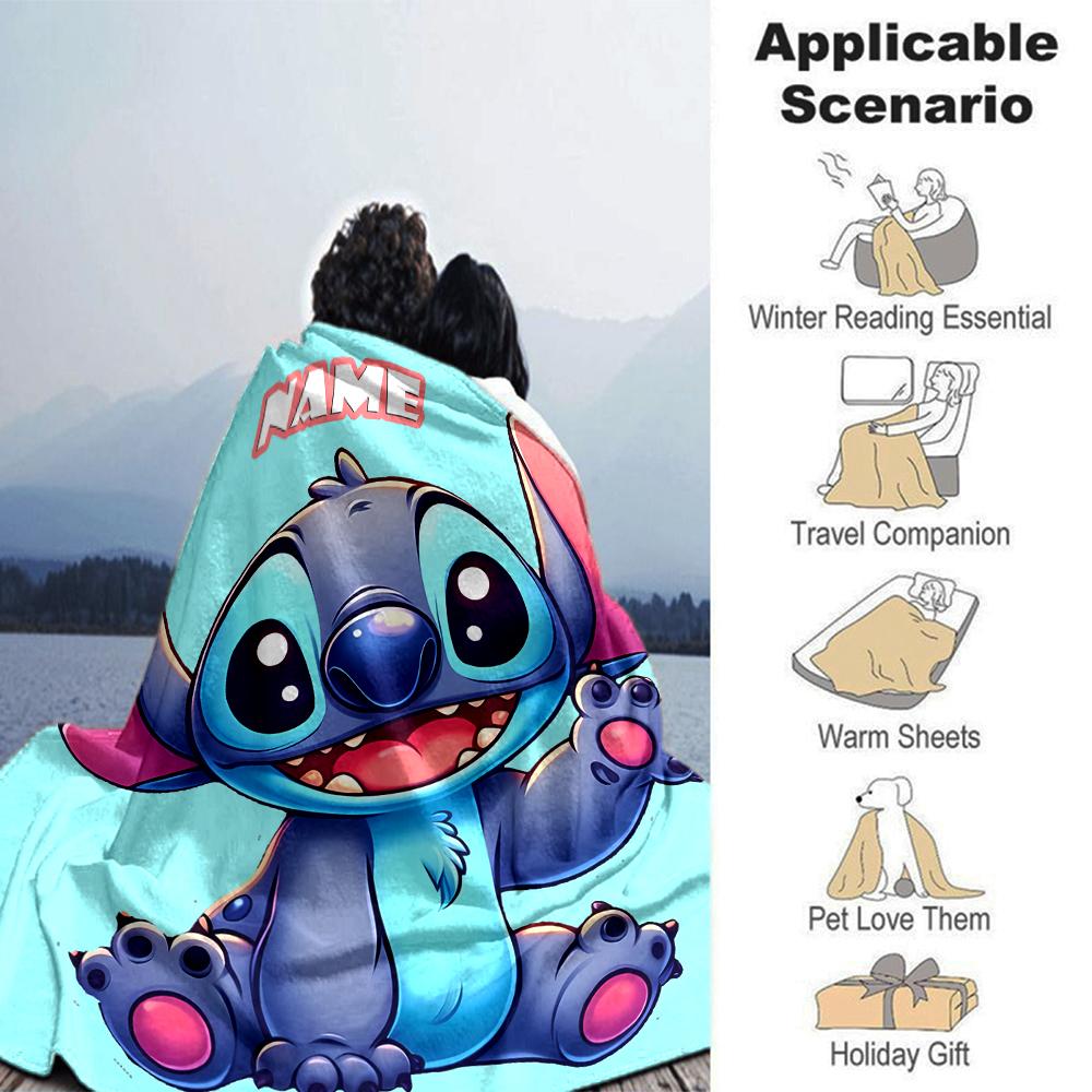 Customiz Name Personality Stitch Blanket Soft &Warm Sofa Office Bed Travel Lunch Break Blanket, Gift Suitable All Seasons