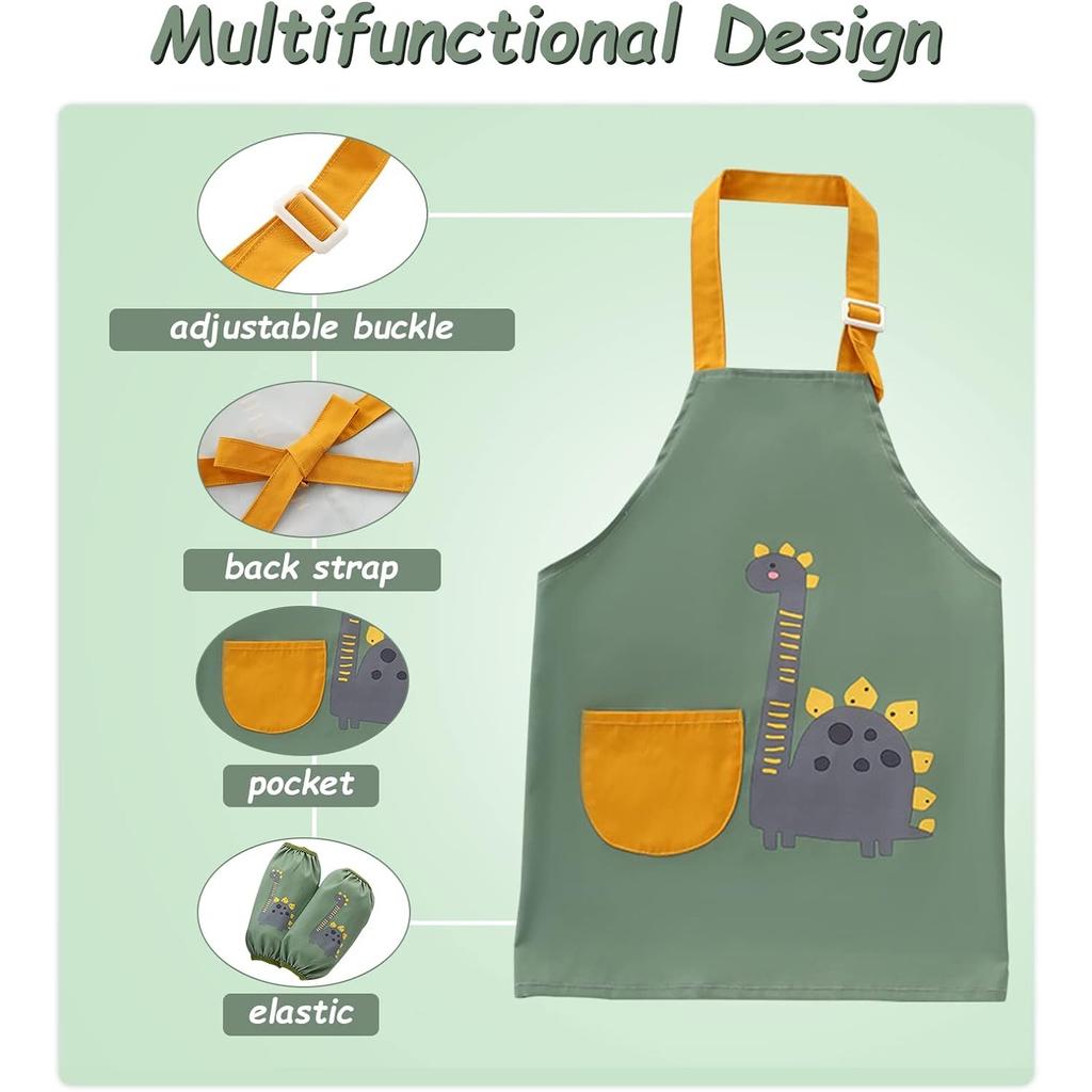 Детские фартуки для девочек и мальчиков, водонепроницаемый кухонный фартук для детей с карманами, регулируемый ремень для детей, приготовление пищи, выпечка, рисование, садоводство