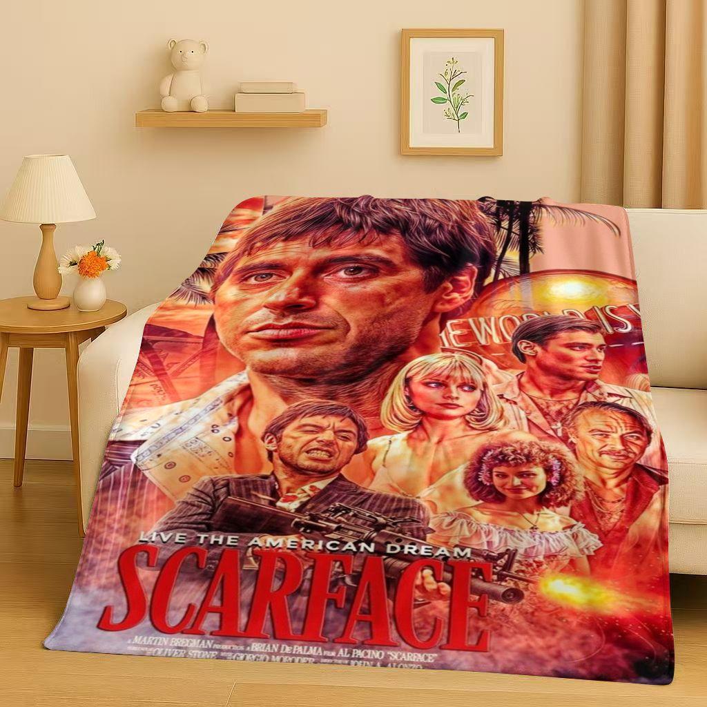 Classic Scarface Tony Gang Movie Flannel Blanket,Ultra Soft Plush Throw for Home Bedroom Bed Sofa Cover Office Picnic Kids Gift