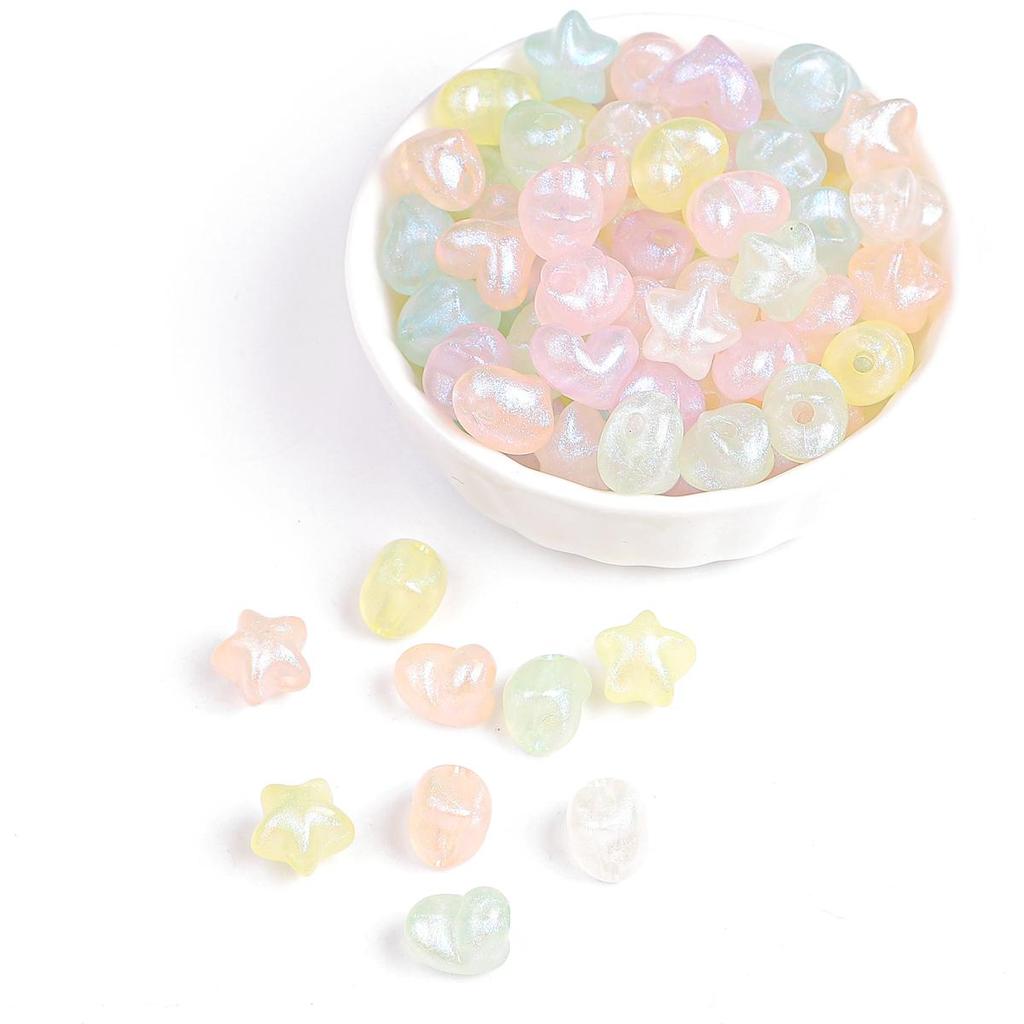 35-50 шт./пакет, 11 мм, пластиковые акриловые бусины в виде звезды и сердца для ожерелья, браслета, бусины для изготовления ювелирных изделий своими руками