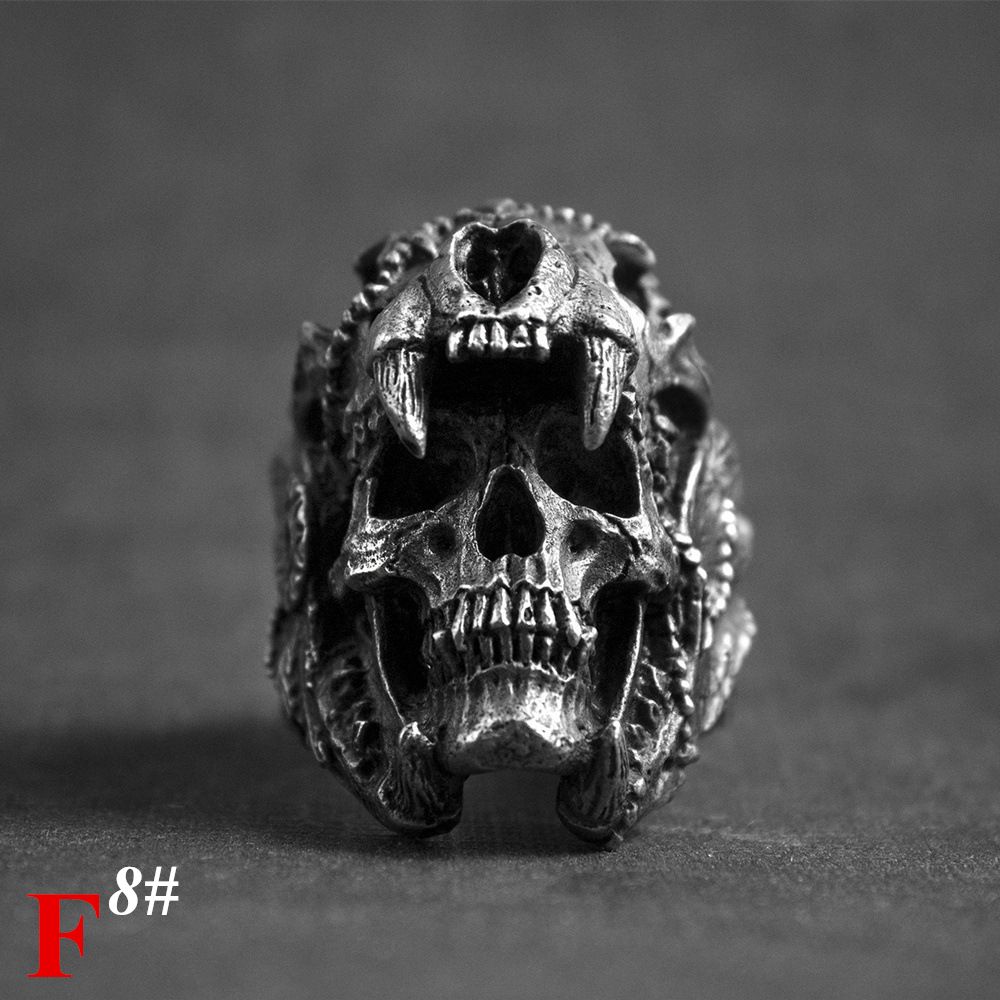 Прохладные украшения на палец Индийский рок Байкер Хип-хоп Готические винтажные кольца Череп Панк