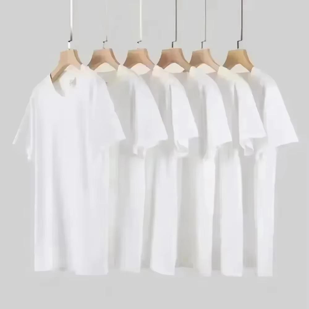 Summer Pure Cotton Canvas Boat Landscape Print Round Neck Short Sleeved Loose High Street T-shirt for Both Men and Women