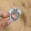 Mothers Day Deal 925 Silver Rhodonite Gemstone Flower Promise Wife Ring Jewelry