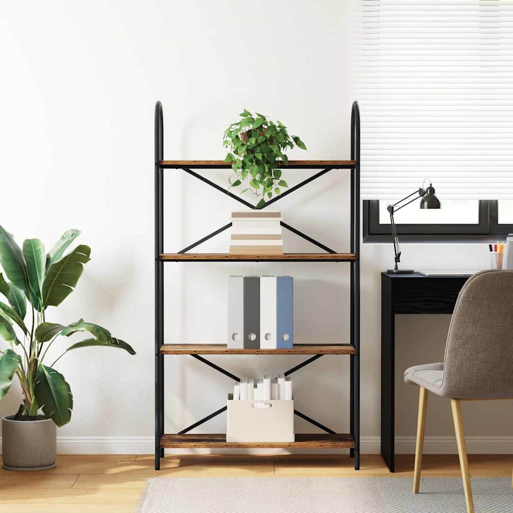 Vintage Wood Bookshelf 80 x 30 x 146 cm Particleboard