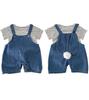 Sole Only Overalls and Denim Striped with Detachable Tail and Bunny Hook and Loop Soft Cute Top and Bottom Set for Baby Boys and Girls Overalls and
