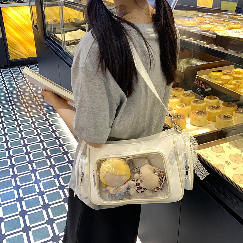 Women's Transparent Ita Bag Large Capacity Crossbody Shoulder Bag Cute Anime Style With Clear Window Fashion Satchel Display Bag