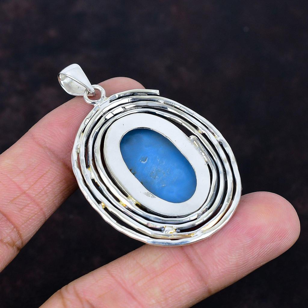 Owyhee blue opal pendant 925 sterling silver pendant handmade pendant antique jewelry real gemstone pendant wedding gifts birthstone pendant