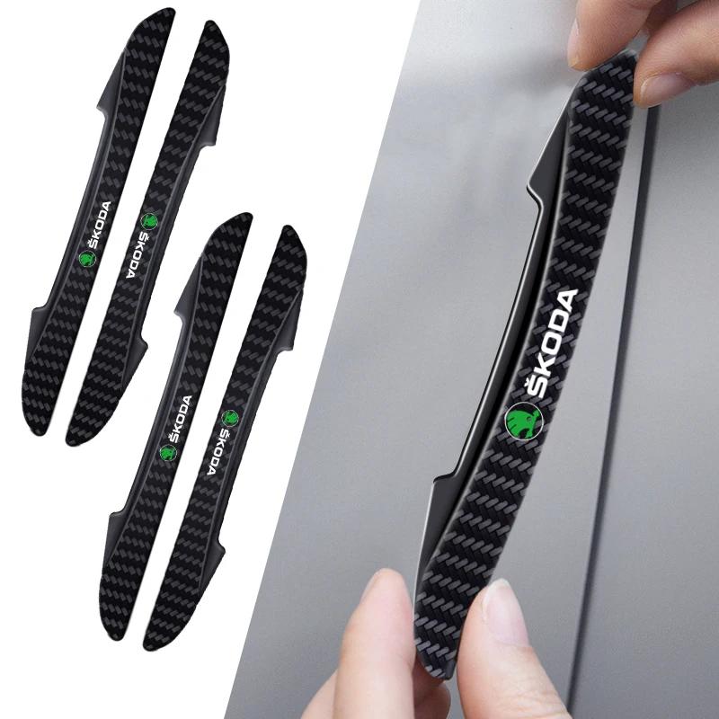 QUV2 4PCS Door Anti-collision Protection Bumper Strip Sticker Suitable For Skoda Kamiq Kodiaq Karoq Yeti Octavia Fabia Rapid Superb