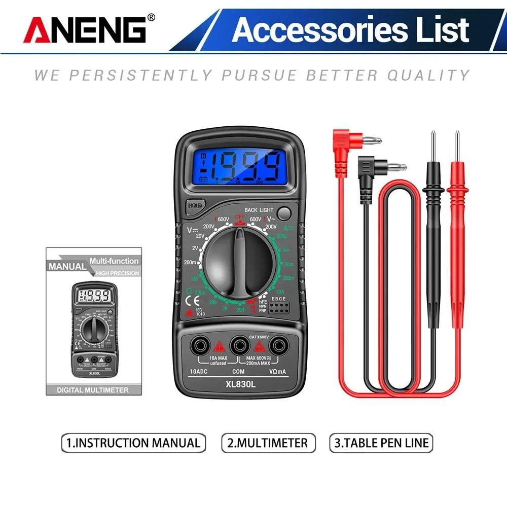 ANENG XL830L AC/DC Multimeter Voltage Meter 1999 Counts Ammeter Mini hFE Transistors Tester Ohm Measuring Tools