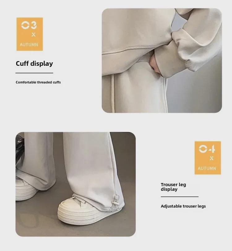 Girls' Korean Casual Suit: Spring/Autumn Letter Sweatshirt and Straight Trousers Set for Older Children