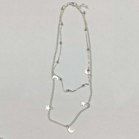Шикарное ожерелье с кисточкой в ​​форме луны и звезды, двухслойная цепочка-колье, женские ювелирные изделия