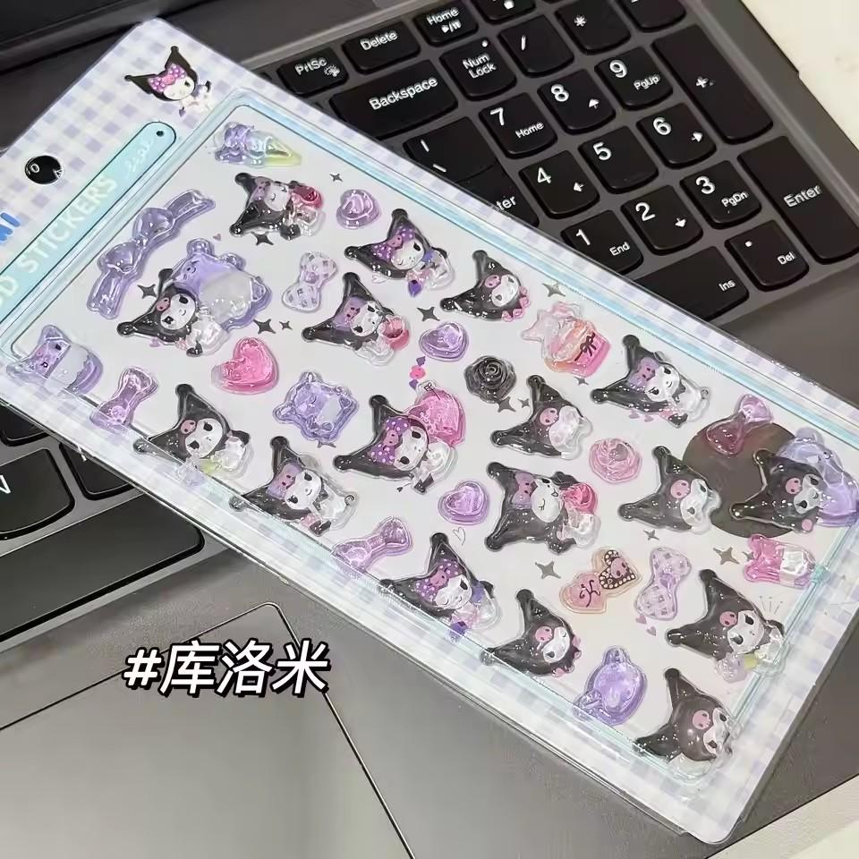 Кавайные Хелло Китти Куроми Синнаморолл 3D Стикеры Sanrio Аниме Прозрачный Желе Кристалл Декоративный Стикер Телефон DIY Детская Игрушка