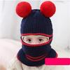 Baby Kids One Pieces Knitted Pom Hat Scarf Set Toddler Warm Double Fur Beanie Wool Hats Scarves