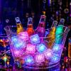 12 шт. Светящиеся кубики льда, Светодиодные огни, меняющие цвет при контакте с водой, Погружной декор для напитков и бара, для вечеринки, KTV, Мини-усилитель атмосферы
