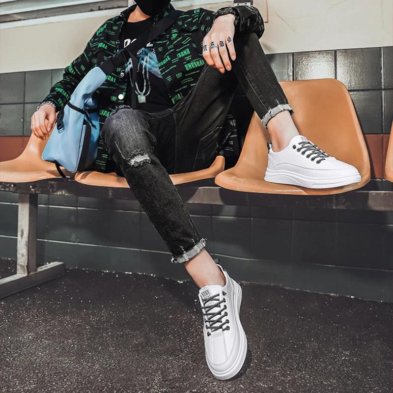 Модные мужские кроссовки Удобные Нескользящие Износостойкие Повседневные Легкие Дышащие Туфли из ПУ кожи Zapatillas Hombre