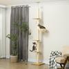 Ceiling-High Cat Tree, Anti-Tip Safety, Sisal Rope Posts, Wood Composite, Oak+Cream White