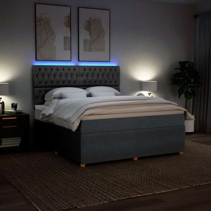 Maison Exclusive - Sommier à lattes de lit avec matelas Gris foncé 180x200cm Tissu