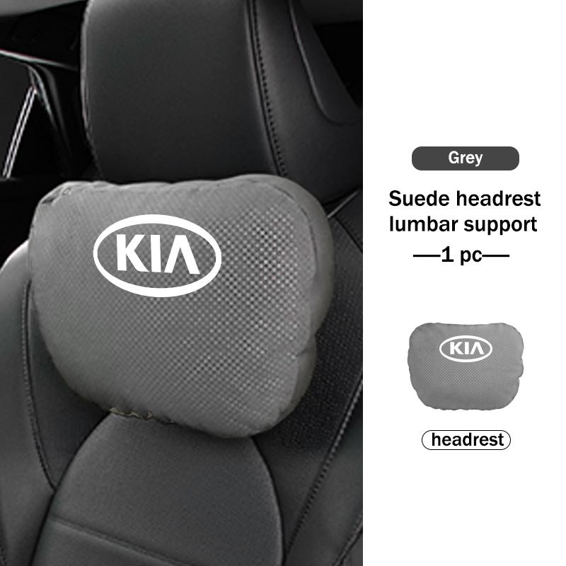 Car Logo Suede Seat Headrest Neck Pillow Soft Comfort Cushion Lumbar Support For KIA Cerato Proceed Venga Stonic Picanto SorentoWL2