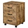 3 Drawer File Cabinet Mobile Filing Cabinet On Wheels For Home Office Study Rustic Brown
