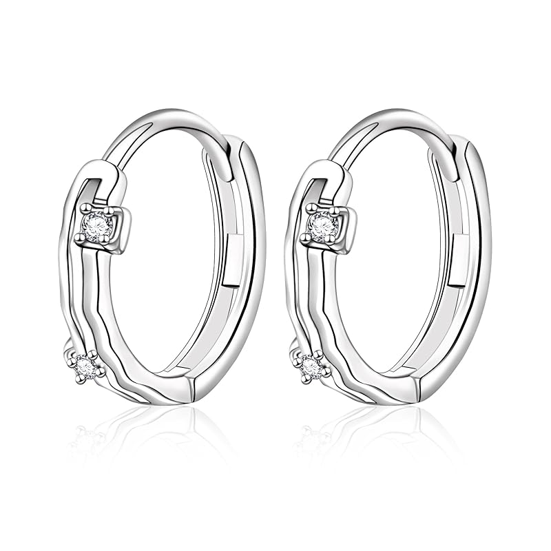 Umiwe Hoop Earrings Men's Ladies 925 Silver Leave It On Compatible with Metal Allergies for Both Ears Cool Simple Ring Earrings Accessories Gift