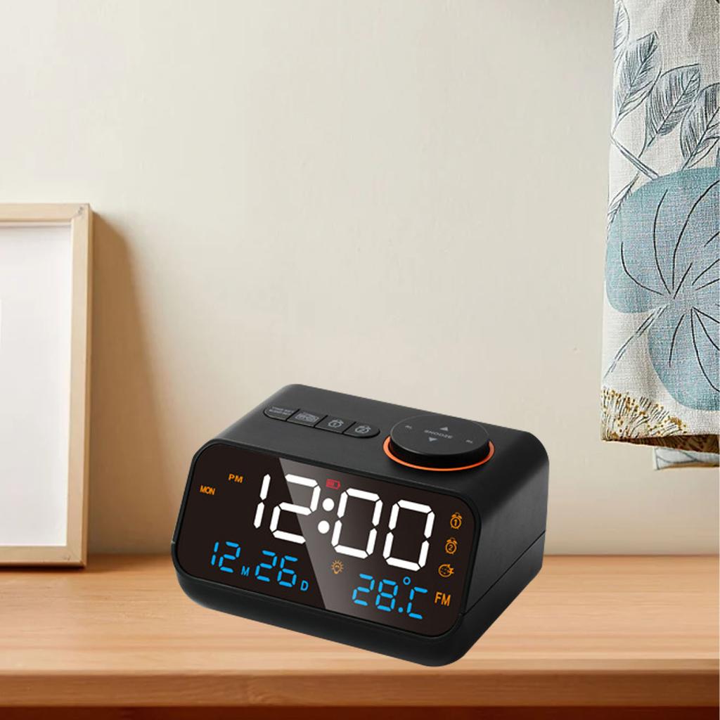 Многофункциональный радио-будильник со светодиодной подсветкой, музыкой, таймером, перезаряжаемый FM-радио-будильник для дома
