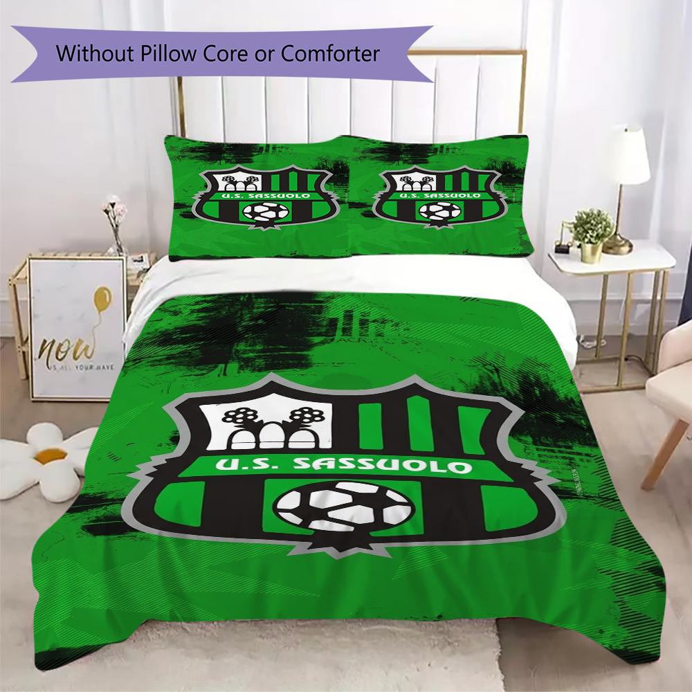 U.S. Sassuolo Calcio Pattern Bedding uilt Set uilt Cover Pillowcase Home Decoration Birthday Gift (1 * duvet cover + 2 * pillowcase without core)