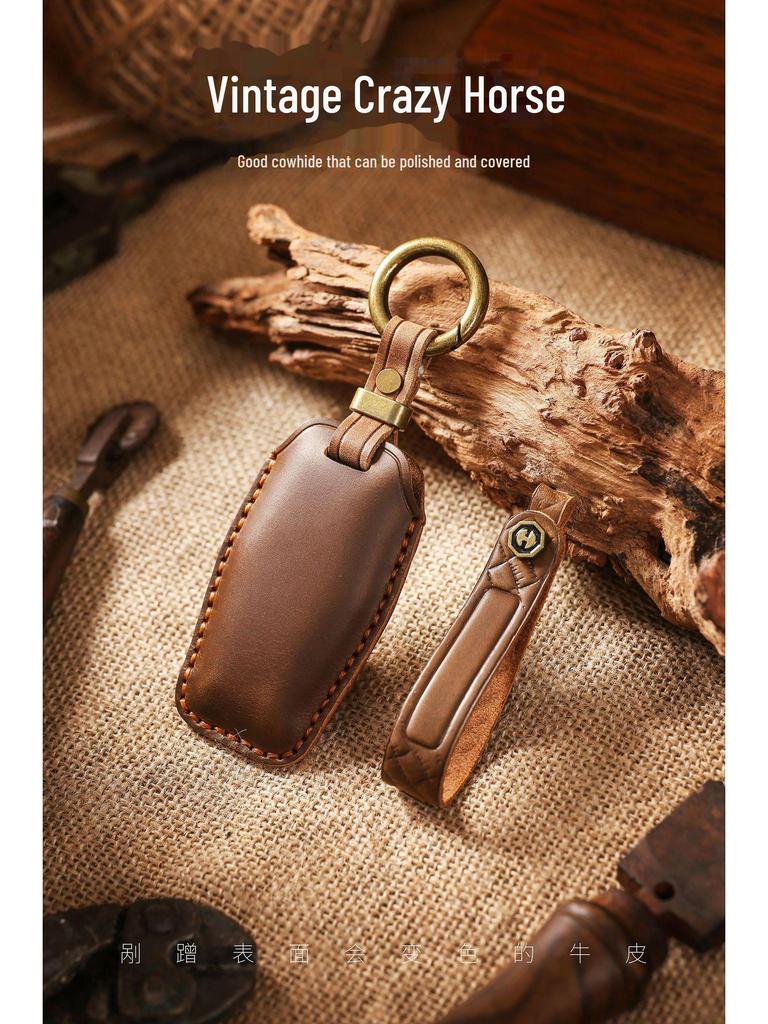 Чехол для ключа из натуральной кожи в стиле ретро для GAC Mitsubishi Outlander