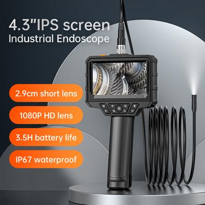 Новый 4,3-дюймовый IPS-экран, промышленный эндоскоп, камера 1080P, жесткий кабель, канализационный осмотр, бороскоп, IP67, водонепроницаемый, 2000 мАч