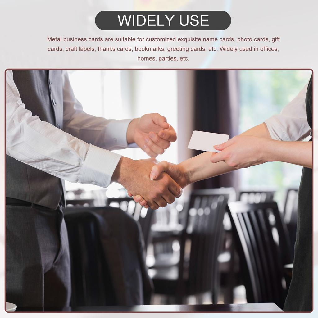 100/200/300Pcs Blank Metal Business Cards 0.21mm Thick 3.4x2.1 Inch Aluminum Laser Engrave Printable Name Card for Custom DIY