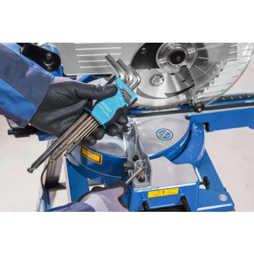 Hazet 2105LG/9H Hex Key Set, 9-Piece L-Wrench Set with Ball Point, for Working In Tight Spaces, Nickel-Plated Finish, Includes Storage Case, Automotiv