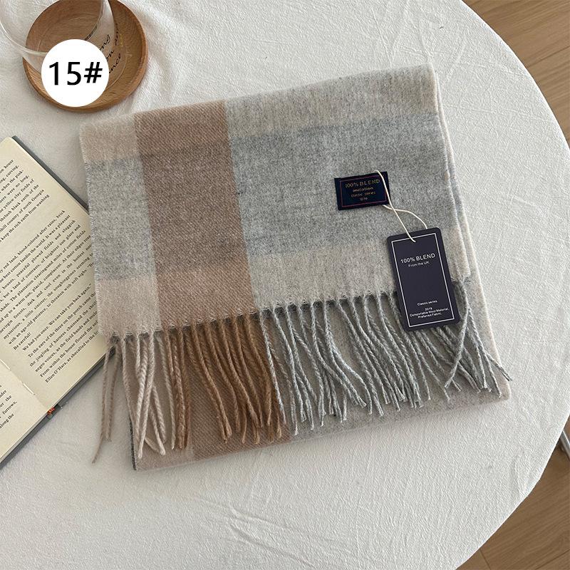 Autumn and Winter Color Blocked Plaid Scarf Winter Warm Scarf Warm and Versatile Plaid Scarf