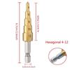 3pcs HSS Titanium Coated Step Drill Bit 4-12 4-20 4-32 Drilling Power Tools  Metal High Speed Steel Wood Hole Cutter Cone Drill