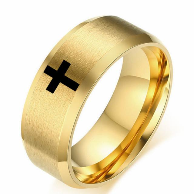 6mm 8mm Stainless Steel Cross Ring Christian Jesus Christ Lord Prayer For Men And Women