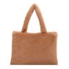 Soft Shoulder Bag Plush Shopper Bag Solid Color Underarm Handbag  Autumn Winter